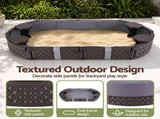 Keezi Kids Sandpit Toys Outdoor Sandbox Oval Sand Pit 4 Seats Grey Cover SAND-PE-OVAL-BR