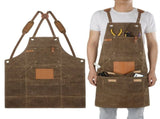 Woodworking Apron for Men, Work Apron with Multiple Tool Pockets, Durable Waxed Canvas Apron, Heavy V1369-AZ3-W-18825