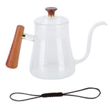 Coffee Kettle Pour Over High Borosilicate Glass Heat Resistant Round Wood Insulated Handle Gooseneck V1294-YM0714-3118210220111