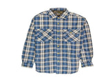 Mens Flannelette Long Sleeve Shirt 100% Cotton Check - Full Placket - Spanish Blue - 6XL V563-FS-FP22-149-6XL