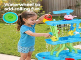 Keezi Kids Sand and Water Table 4-Tier Waterfall Sandpit Toys Beach Shovel PLAY-WATER-4LVL-BU