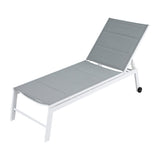 Gardeon Sun Lounger Chaise Lounge Wheels Patio Furniture Outdoor Setting White FF-LOUNGE-ALU-WH