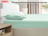 Ramesses 2000TC Bamboo Embossed Fitted Sheet Combo Set Aqua King Single V442-KIT-FITTEDSS-2000TCBAMBOO-AQUA-KS