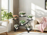 6 Potted Heart-shaped Metal Tall Plant Stand Rolling Garden Cart Flower Racks AU V767-HJ-XZ1747