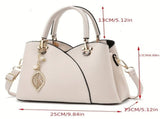 White Tote Bag Women'S Handbag Leaf Charm Bag Stylish Women'S Bag Designer Tote - Yellow - Size V1347-945-04108-YEL-26-13-18