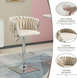SERENIT Modern Velvet Breakfast Bar Stools Swivel Barstools Adjustable Counter Stools with Backrest V255-SE-SP1782R-IVORY