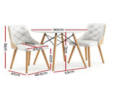 Artiss Table and Chairs Set 3PCS 90cm 2 Seater Round Set for Kitchen, Apartment, DSET-TAB90-2004-WHX2