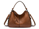 Brown Fashion Large Capacity Handbag - European & American Casual Crossbody Bag, Solid Color Zipper V888-ELOSUNG38380