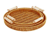 Woven Serving Tray Decorative Multipurpose Round Serving Basket with Dual Handles Fruit Bread V1294-YM0901-3117240149911