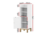 Artiss Bathroom Storage Cabinet Floor Organizer Toilet Corner Adjustable Shelf with Door White FURNI-G-BATH-AZ01-WH