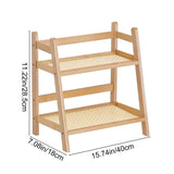 Wooden Desktop Organizer - 2-Tier Storage Shelf for Office, Kitchen & Dorm 40x28.5x18cm Beige V1366-AZ2-W-11694