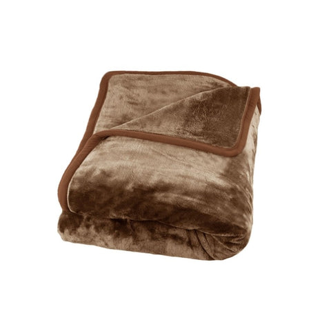 J Elliot Home 800GSM Luxury Winter Thick Mink Blanket Pecan King V442-IDC-BLANKET-800GSMMINK-PECAN-KI