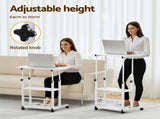 Artiss Laptop Desk Height Adjustable Mobile Workstation Computer Desks 60CM White LA-DESK-C-60-2T-WHWH