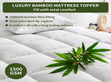 1500GSM Bamboo Mattress Topper Extra Thick 10CM Bed Topper Single 90 x 191 40 cm V201-W13484774