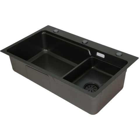 Cefito Kitchen Sink 75X45CM Stainless Steel Basin Single Bowl Drain Part Black SINK-BLACK-7545-S