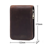 Black 12-Slot Genuine Crazy Horse Leather Fountain Case - Handcrafted Large Capacity Zippered V888-ELOSUNG46208