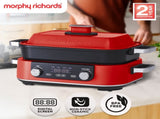 Morphy Richards 3L Non-Stick Multifunction Electric Cooker Pan in Red MRMP3RD