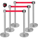 Crowd Control Stanchion, Set of 6 Pieces Stanchion Set, Stanchion Set with 2 m Red Retractable Belt, V952-GLZYSHDJTZGX6WOY8V0