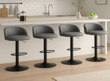 Levede 4x Bar Stool Swivel Gas Lift PU Leather Grey BR1066-2-DGX2