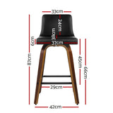Artiss 2x Bar Stools Swivel Leather Padded Wooden BA-TW-8836-WALX2-AB