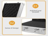 Plated Aluminum Metal Toolbox with Sponge Lining, Storage Case for Easy Transport and Organization V1369-AZ3-W-21438