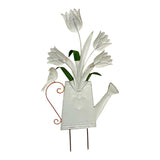 Flowers In Blue Watering Can Garden Stake 55cm V637-71303FLW