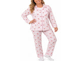 Womens Pyjama Set 100% Cotton Long Sleeve Button Up PJs Sleepwear - Pink Floral V563-NI-031-PINK-12