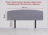 Linen Fabric Queen Bed Curved Headboard Bedhead - Slate Ash V63-839791