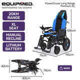 EQUIPMED Power Electric Wheelchair, Wide Bariatric Chair, Comfortable for S-XL, Long Range, Recline V219-HELWLCEQPKB5A