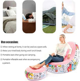 Grey And Black Patchwork Portable Inflatable Sofa Chair with Ottoman - Waterproof Flocked Lazy Sofa V888-ELOSUNG17117