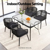 Gardeon 2PC Outdoor Dining Chairs Wicker Chair Patio Furniture Garden Steel Black ODF-ROPE-WD-BK-2X