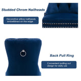 6x Velvet Dining Chairs Upholstered Tufted Kithcen Chair with Solid Wood Legs Stud Trim and V226-SW1901BL-3