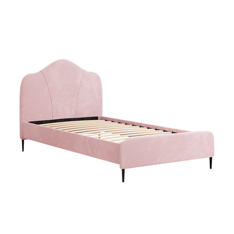 Artiss Bed Frame King Single Size Velvet Pink OLAN BFRAME-G-OLAN-KS-PK-ABC