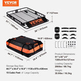 Roof Rack Cargo Basket 200 LBS 51"x36"x5" for SUV Truck with Luggage Bag V952-CDXLJJY251365ROA4V0