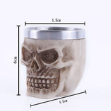 Resin SkullShaped Drinking Cup Without Stem 2 PCS, Skull Bowl Container With Stainless Steel Liner, V1221-XM-LB4264-ZS107