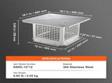 Chimney Cap 304.8 x 304.8mm, 304 Stainless Steel Fireplace Chimney Cover, Not Easily Toppled & V952-BXGFXPDYDGYS8DSKIV0
