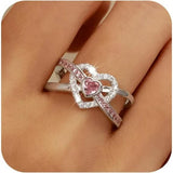 Dainty Infinity Heart Promise Ring Women 925 Sterling Silver Pink Love CZ Birthstone Cute Ring V1188-CYX-J02-2021