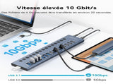 ACASIS HB16PRO 16-Port USB 3.2 10Gbps 12V/8A Powered 8 x USB-A 8 x USB-C Docking Hub for PC & V28-ELEACAHB16PRO