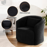 Artiss Round Swivel Armchair Sherpa Fleece Black UPHO-B-ARM10-SWL-BK