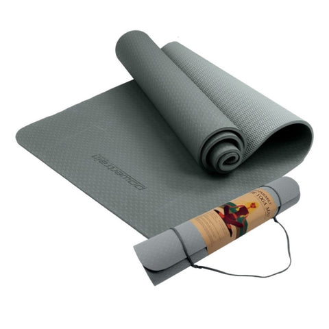 Powertrain TPE Yoga Pilates Exercise Mat 6mm - Light Grey YM-TPE-SC-LBU