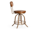 INDUSTRIAL WIND UP BAR CHAIR WITH LEATHER V742-M12831