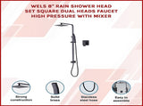 WELS 8" Rain Shower Head Set Square Dual Heads Faucet High Pressure With Mixer V63-827961