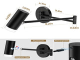 Battery Operated Sconces Set of 2, Swing Arm Lamp with Remote Control, Not Hardwired Led V1171-CB-SA-CWL-CCT-2