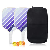 White Blue Purple Striped Fiberglass Pickleball Paddle Set 2 Ultra Lightweight Pickleball V888-ELOSUNG52248