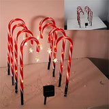 Set of 8 Cane Christmas Decorations Solar Energy Christmas Crutch Ground Lamp Outdoor Plug-in V1107-124-63472