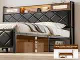 Artiss Queen Bed Frame with LED Lights and Storage Headboard Charging Station BFRAME-J-MEL-Q-BK-AB