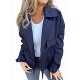 Female Trench Coat Casual Double Breasted Jacket Fall Fashion Outerwear Light Khaki L V1370-AZ4-10424