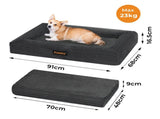 Pawz L Size Orthopedic Dog Bed with Corduroy Removable Cover Waterproof Washable Grey PT1276-L-GY