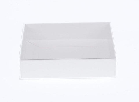 100 Pack of White Card Box - Clear Slide On Lid - 25 x 25 x 6cm - Large Beauty Product Gift Giving V382-100WHITEHAMP25X25X6