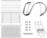 2 Tier Dish Rack with Drain Board for Kitchen Counter and Plated Chrome Dish Dryer Silver 42 25,5 V178-12689